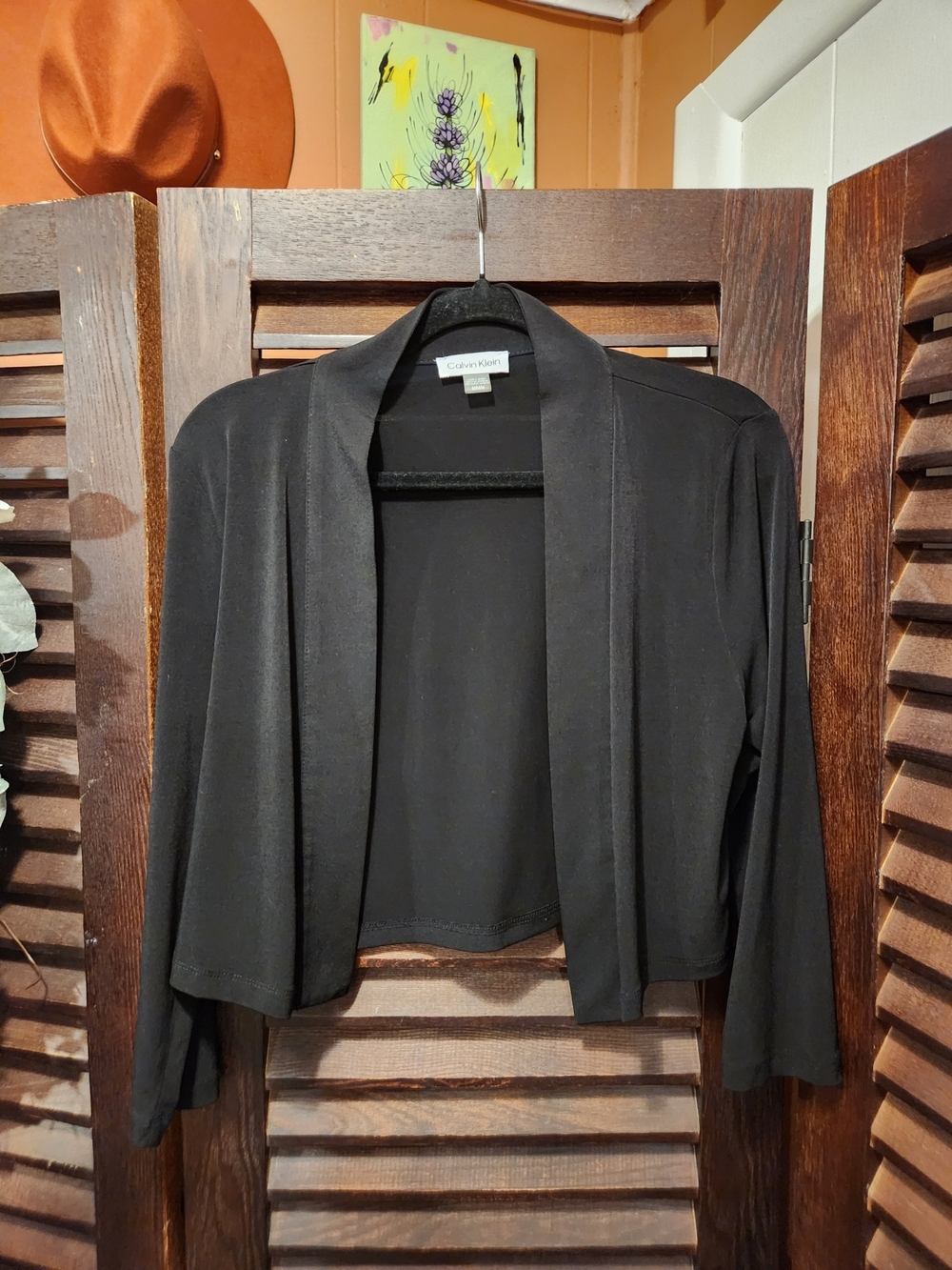 Calvin Klein Black Cropped Open-Front Cardigan
